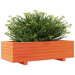 Jardinière cire marron 90x40x26,5 cm bois de pin massif 