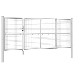 Portal de jardin maille argenté 350x175 cm acier galvanisé 