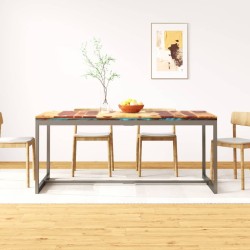Table à manger Bois massif et acier 180 cm 
