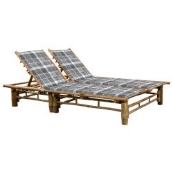 Chaise longue pour 2 personnes avec coussins Bambou 