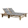 Chaise longue pour 2 personnes avec coussins Bambou 