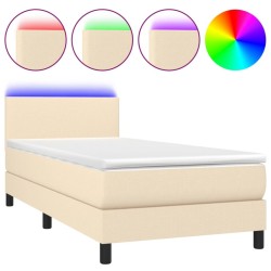 Sommier à lattes de lit avec matelas LED Crème 80x200cm Tissu 
