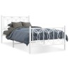 Cadre de lit métal sans matelas et pied de lit blanc 107x203 cm 
