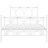Cadre de lit métal sans matelas et pied de lit blanc 107x203 cm 