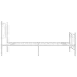 Cadre de lit métal sans matelas et pied de lit blanc 107x203 cm 