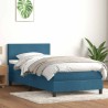 Sommier à lattes de lit et matelas bleu foncé 100x210cm velours 