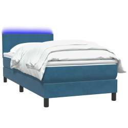 Sommier à lattes de lit et matelas bleu foncé 100x210cm velours 