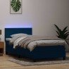 Sommier à lattes de lit et matelas bleu foncé 100x210cm velours 