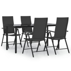 Ensemble à manger de jardin 5 pcs Noir Résine tressée 