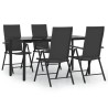 Ensemble à manger de jardin 5 pcs Noir Résine tressée 