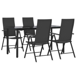 Ensemble à manger de jardin 5 pcs Noir Résine tressée 