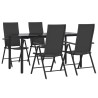 Ensemble à manger de jardin 5 pcs Noir Résine tressée 