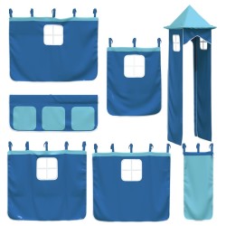 Lit superposé sans matelas avec toboggan et rideaux 90x200 cm 