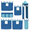 Lit superposé sans matelas avec toboggan et rideaux 90x200 cm 