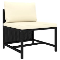 Salon de jardin 6 pcs avec coussins Résine tressée Noir 
