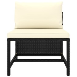 Salon de jardin 6 pcs avec coussins Résine tressée Noir 