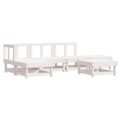 Salon de jardin 6 pcs Blanc Bois de pin massif 