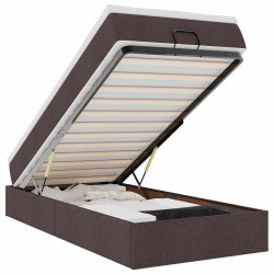 Cadre de lit ottoman avec matelas marron foncé 90x190 cm tissu 