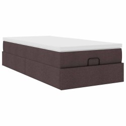 Cadre de lit ottoman avec matelas marron foncé 90x190 cm tissu 