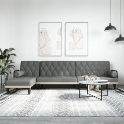 Canapé-lit en forme de L gris foncé 260x140x70 cm tissu 