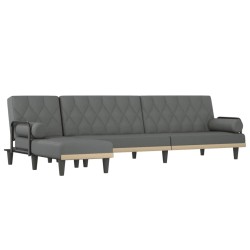 Canapé-lit en forme de L gris foncé 260x140x70 cm tissu 