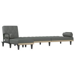 Canapé-lit en forme de L gris foncé 260x140x70 cm tissu 
