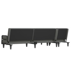 Canapé-lit en forme de L gris foncé 260x140x70 cm tissu 