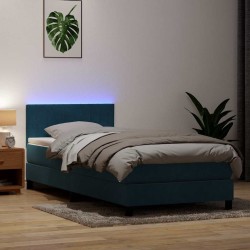 Sommier à lattes de lit et matelas bleu foncé 90x220 cm velours 
