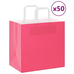 Sacs en papier 50 pcs avec poignées rose 26x17x25 cm 