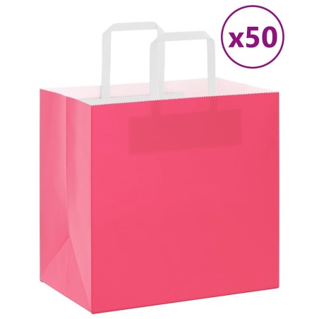 Sacs en papier 50 pcs avec poignées rose 26x17x25 cm 