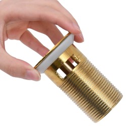 Drain à poussoir avec débordement Doré 6,4x6,4x9,1 cm 