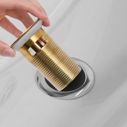 Drain à poussoir avec débordement Doré 6,4x6,4x9,1 cm 