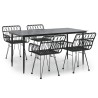 Ensemble à manger de jardin 5 pcs Noir Résine tressée 