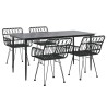 Ensemble à manger de jardin 5 pcs Noir Résine tressée 