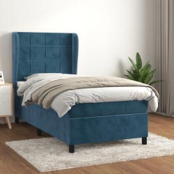 Sommier à lattes de lit avec matelas Bleu foncé 100x200 cm 