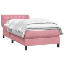 Sommier à lattes de lit avec matelas rose 100x220 cm velours 