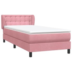 Sommier à lattes de lit avec matelas rose 100x220 cm velours 