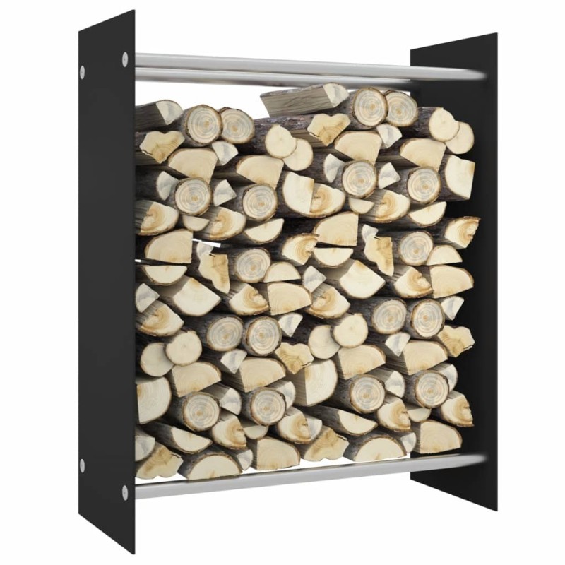 Portant de bois de chauffage Noir 80x35x100 cm Verre trempé 