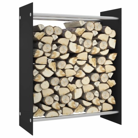 Portant de bois de chauffage Noir 80x35x100 cm Verre trempé 