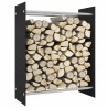 Portant de bois de chauffage Noir 80x35x100 cm Verre trempé 