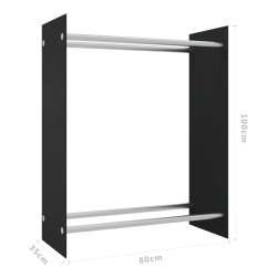 Portant de bois de chauffage Noir 80x35x100 cm Verre trempé 