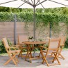 Ensemble à manger de jardin 5 pcs taupe tissu et bois massif 
