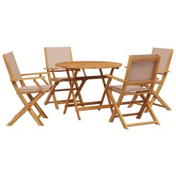 Ensemble à manger de jardin 5 pcs taupe tissu et bois massif 