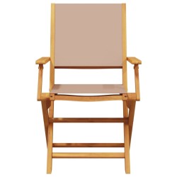 Ensemble à manger de jardin 5 pcs taupe tissu et bois massif 