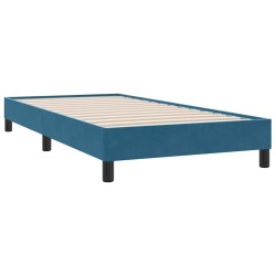 Sommier à lattes de lit et matelas bleu foncé 100x210cm velours 
