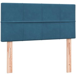 Sommier à lattes de lit et matelas bleu foncé 100x210cm velours 