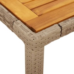 Ensemble à manger de jardin et coussins 5pcs beige rotin acacia 