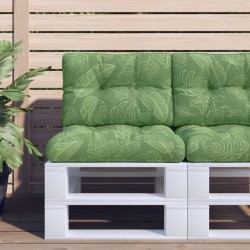 Coussin de palette motif de feuilles 60x40x12 cm tissu 