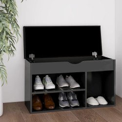 Banc à chaussures et coussin Gris 80x30x47 cm Bois d'ingénierie 