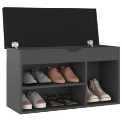 Banc à chaussures et coussin Gris 80x30x47 cm Bois d'ingénierie 